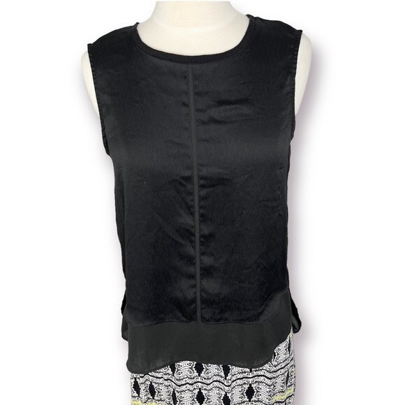 Metaphor Tank Mixed Media Black Layered Sleeveless Top - Picture 1 of 9